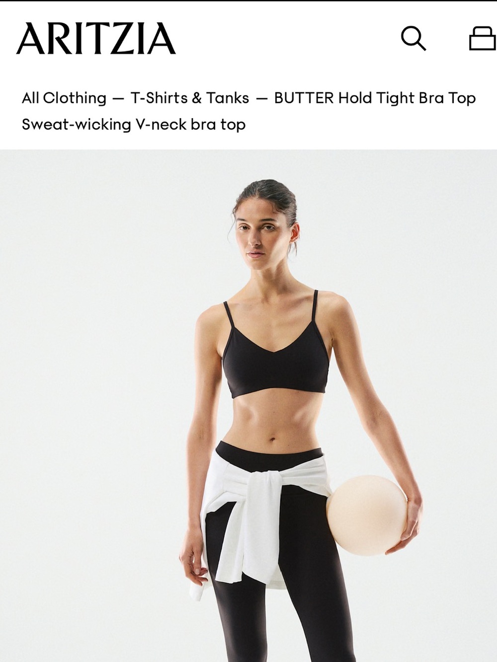 TNA Aritzia Black Butter V-Neck Bralette